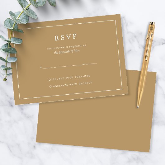 Cartons Réponse Elegant Minimalist Border Gold Wedding