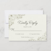 Cartons Réponse Elegant Minimalist Floral Kindly Reply Wedding (Devant)