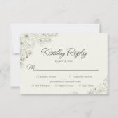 Cartons Réponse Elegant Minimalist Floral Kindly Reply Wedding (Devant)
