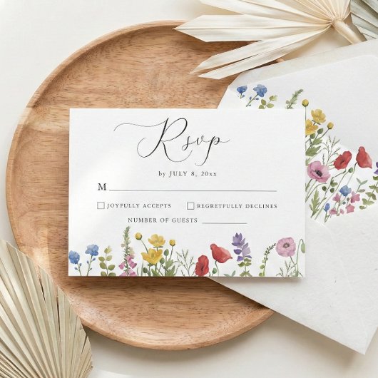 Cartons Réponse Elegant Minimalist Whimsical Wildflower Wedding