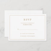 Cartons Réponse Élégant minimaliste frontière Mariage or (Devant / Derrière)