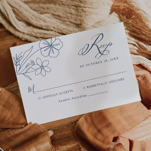 Cartons Réponse Élégant minimaliste Mariage de dessin floral