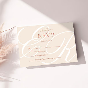 Cartons Réponse Élégant minimaliste Mariage Monogramme en terre cu
