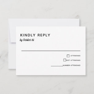 Cartons Réponse Élégant minimaliste Mariage simple Typographie RSV