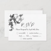 Cartons Réponse Elégant minimaliste moderne noir fleur sauvage (Devant / Derrière)