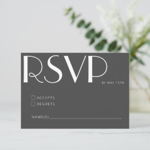 Cartons Réponse Elégant minimaliste noir blanc Art déco Mariage