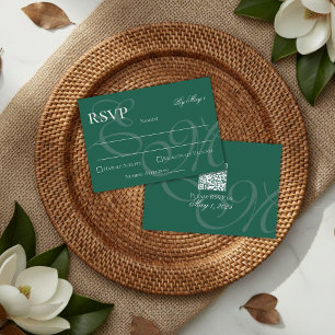 Cartons Réponse Élégant minimaliste Sage Vert Monogramme Mariage