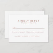 Cartons Réponse Élégant minimaliste simple vieux mariage rose (Devant / Derrière)