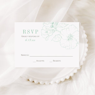 Cartons Réponse Elegant Mint Hibiscus Flowers Wedding