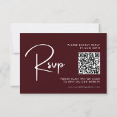 Cartons Réponse Elegant & Modern Burgundy Wedding QR Code (Devant)