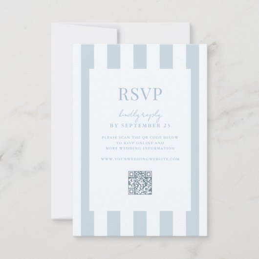 Cartons Réponse Elegant Modern Dusty Blue Striped Wedding (Devant)