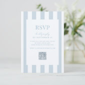Cartons Réponse Elegant Modern Dusty Blue Striped Wedding (Debout devant)