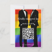 Cartons Réponse Elegant Modern Gay Men Wedding Rainbow QR Code (Dos)