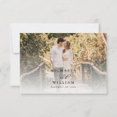 Cartons Réponse Élégant Moderne Calligraphie Script Mariage photo (Dos)