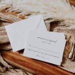 Cartons Réponse Élégant, moderne minimaliste Mariage<br><div class="desc">Il s'agit d'un modèle de carte RSVP minimaliste moderne avec une belle police de calligraphie et un appariement de police simple et élégant. Modifiez la plupart du libellé et toutes les couleurs. Le mot "RÉPONDRE" n'est pas modifiable, mais les couleurs peuvent être modifiées. // Pour les articles correspondants, visitez la...</div>
