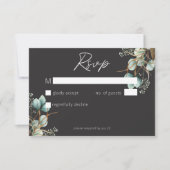 Cartons Réponse Élégant moderne Peonies blanches Mariage noir (Devant)