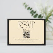 Cartons Réponse Elegant Monogram Cream and Black Wedding  (Debout devant)