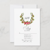Cartons Réponse Élégant Monogram Holly et Ivy Mariage de Noël (Devant)