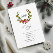Cartons Réponse Élégant Monogram Holly et Ivy Mariage de Noël