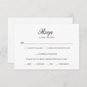 Cartons Réponse Elégant Monogramme bleu-bleu-bleu (Devant / Derrière)