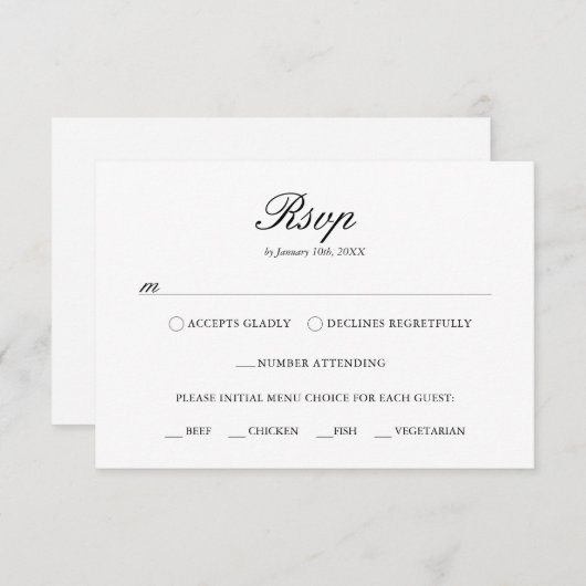 Cartons Réponse Elégant Monogramme bleu-bleu-bleu (Devant / Derrière)