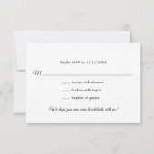 Cartons Réponse Élégant Monogramme de Laurier en Or sur Fond Blanc (Dos)