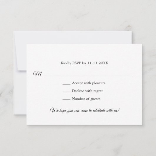 Cartons Réponse Élégant Monogramme de Laurier en Or sur Fond Blanc (Dos)