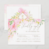 Cartons Réponse Élégant Monogramme Floral Blush Pink Meal Choice (Devant / Derrière)