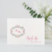 Cartons Réponse Élégant Monogramme Plutôt complexe Mariage floral (Debout devant)