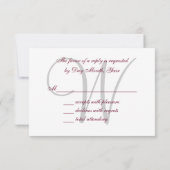 Cartons Réponse Élégant Monogramme Script Burgundy Grey Wedding RS (Dos)