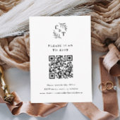 Cartons Réponse Élégant Monogramme vert Feuille Mariage QR Code
