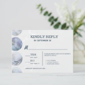 Cartons Réponse Élégant Moon Blue Gold Stars Mariage (Debout devant)