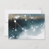 Cartons Réponse Élégant Moon Blue Gold Stars Mariage (Dos)