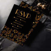 Cartons Réponse Élégant mystique nuages d'or noir Mariage de lune