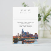 Cartons Réponse Elegant Nashville Riverfront Watercolor Wedding (Debout devant)