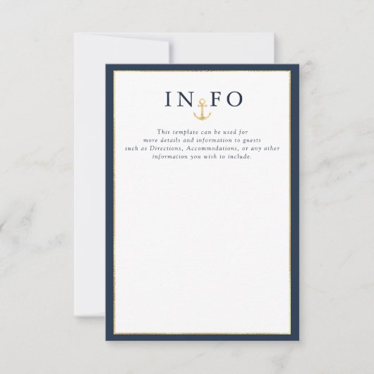 Cartons Réponse Elégant nauticalnavy bleu détails mariage (Devant)