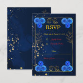 Cartons Réponse Elegant Navy Blue Wedding Response Card Template (Devant / Derrière)