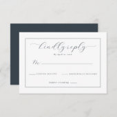 Cartons Réponse Elegant Navy Calligraphy Template (Devant / Derrière)