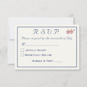 Cartons Réponse Elegant Navy & Cream Two Hearts Catholic Wedding  (Devant)