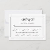 Cartons Réponse Elégant noir, blanc frontière Vieux mariage argent (Devant)
