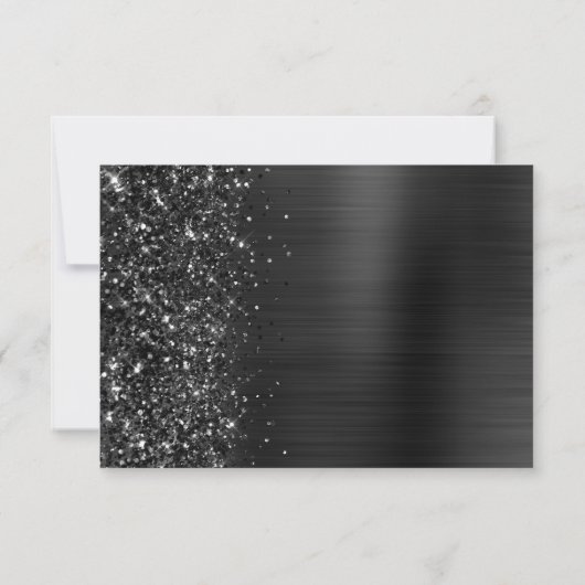 Cartons Réponse Élégant noir brossé Parties scintillant de script  (Dos)