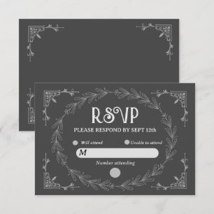 Cartons Réponse Élégant Noir Deco Mariage noir et blanc