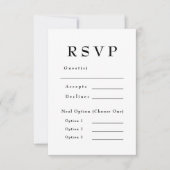 Cartons Réponse Élégant noir et blanc Mariage intemporel (Devant)