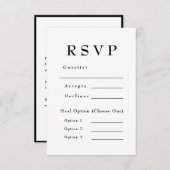 Cartons Réponse Élégant noir et blanc Mariage intemporel (Devant / Derrière)