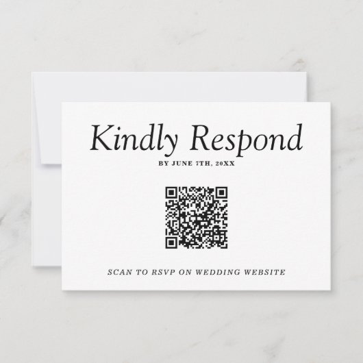 Cartons Réponse Élégant noir et blanc rétro Mariage de code QR (Devant)