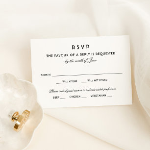 Cartons Réponse Élégant noir et blanc Vintage Mariage de glamour