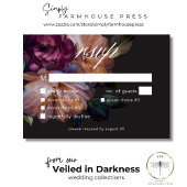 Cartons Réponse Elégant noir Moody Floral Mariage Trois Dîners