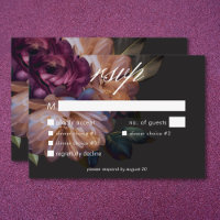 Elégant noir Moody Floral Mariage Trois Dîners