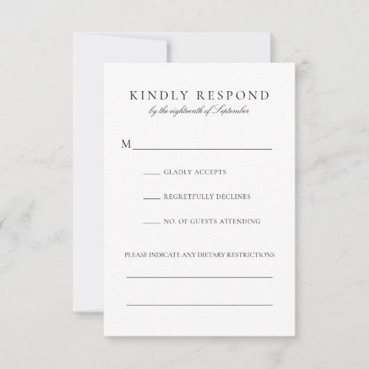 Cartons Réponse Élégant noir Script restrictions alimentaires Mari (Devant)