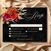 Cartons Réponse Élégant noir Vibrant Boho Floral Script Mariage